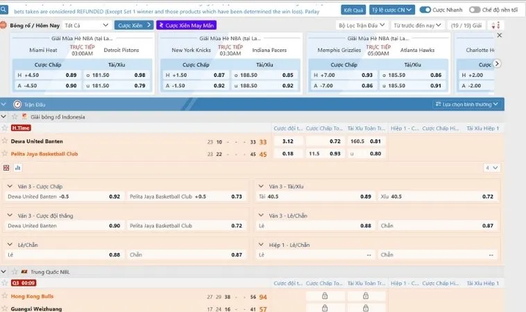 Tìm Hiểu Cá Cược Bóng Rổ Alo789 Để Chiến Thắng Ngay Lập Tức 2 Giao diện đặt cược kèo bóng rổ Alo789